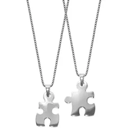 trendor 63775 Puzzle Partner-Anhänger mit 2 Halsketten Silber 925