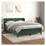 vidaXL Boxspringbett mit Matratze Dunkelgrün 140x200 cm Samt