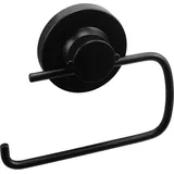 CORNAT T3402611 WC-Papierhalter 3 in 1 Style-3 Verschiedene Befestigungsoptionen mit Saugnapf, Klebepad & Bohren-Ohne Deckel Klopapierhalter/Toilettenpapierhalterung, Schwarz (matt)