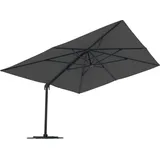 paramondo parapenda Ampelschirm, 4 x 3 m, rechteckig, grau, Gestell inkl. Standkreuz, anthrazit drehbar mit Kurbel, UV-Schutz & Neigefunktion – i... - Grau