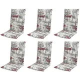 doppler® Hochlehnerauflage 6 er Set 2901 Gartenstuhl Auflagen Kissen Polster für Hochlehner grau, (Spar-Set, 6 St., 6 Auflagen), für Hochlehner-Stühle UV-beständig inkl. Bindebänder und Halteband grau