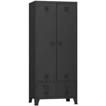 [en.casa] Kleiderschrank Hankasalmi mit 2 Schubladen 180x90x40 cm Schwarz