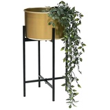 DanDiBo Ambiente Blumenhocker mit Topf Gold Metall Schwarz 50 cm Blumenständer 96527 Pflanzenständer Blumensäule Modern Pflanzenhocker - DanDiBo