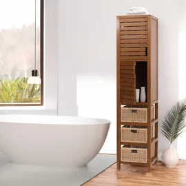 Mendler Teak-Hochschrank HWC-M84, Badschrank Highboard, hochwertiges B-Grade-Teak (Kernholz, 20-30 Jahre) 120x40x40cm