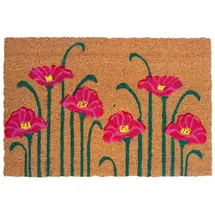 Relaxdays Kokos Fußmatte Pflanzen 60x40 cm Dunkelgrün,Hellbraun,Pink