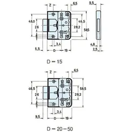 ede - junie 0704.45002 Riegelschloss 45mm vernickelt 45 mm