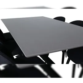 VCM PiazzaGRBL Essgruppe Esstisch grau und 6 Velvet Esszimmerstühle schwarz.