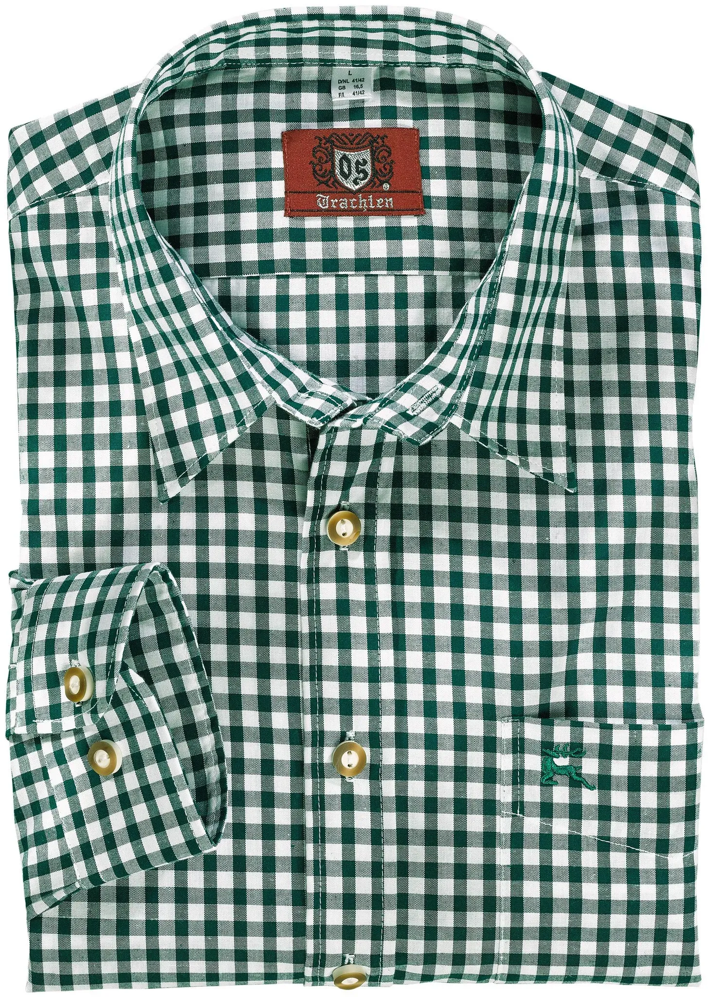 OS-Trachten Herren-Langarmhemd, mittelblau, 45/46