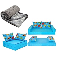 Kindersofa Kindermatratze Sitzkissen Spielsofa Minicouch Set + 2 Kissen +DECKE