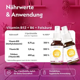 Vitamin B12+B6+Folsäure Mediakos Vital Spray