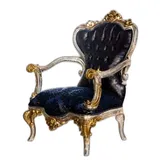 Xlmoebel Chesterfield-Sessel Luxus Klassischer Thron Stuhl Lehnstuhl Barock Samt Blau Gold (Sessel), Hergestellt In Europa blau