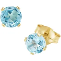 FIRETTI Paar Ohrstecker Schmuck Geschenk Gold 375 Ohrschmuck Ohrringe Edelstein Krappenfassung, mit Blautopas, Citrin oder Peridot blau|gelb|goldfarben