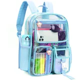 TINYAT Holographic Transparenter Rucksack Durchsichtig Klarer Rucksack PVC Wasserdichte Schulrucksack Stadiongenehmigung Transparent Backpack für Damen Herren