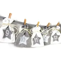 Adventskalender zum Befüllen - Stoff, grau weiß/Weihnachtskalender,Zahlen,Beutel,Sack,Säcke,Säckchen,Stoffbeutel,Baumwolle,Baumwollsäckchen,Ge... - Schwarz