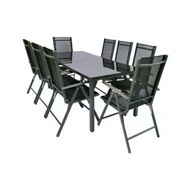 Möbel Kraft Gartenmöbel Set 9-tlg. Schwarz