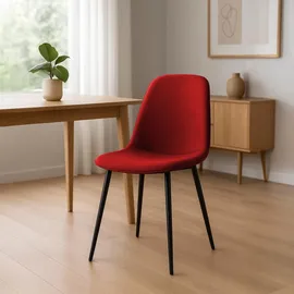 CLP Esszimmerstuhl 2er Set gepolstert Maryam, Küchenstuhl mit Rückenlehne und schwarzem Metallgestell, bis 150 kg belastbar