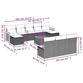 vidaXL Gartensofa-Set 11-tlg. schwarz