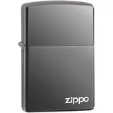 Zippo Sturmfeuerzeug - Logo, Black Ice, Base Model, Laser Engrave - Nachfüllbar - Wiederverwendbar - Windfestes Design - Geschenkbox - Made in USA