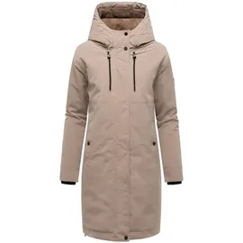Navahoo Damen Langer Mantel warme Winterjacke mit Kapuze Hageltanz 14 Taupe Grey Gr. XL - XL