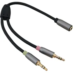 Helos Adapterkabel, Klinke 3,5mm Buchse/2x Klinke 3,5mm Stecker,PREMIUM, schwarz