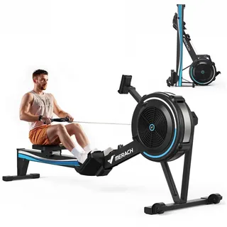 MERACH Rudergerät Luftwiderstand für Zuhause, Professional Indoor-Rudergerät (Klappbares Rudergerät mit Bluetooth LCD-Display, Ergonomischer Komfortsitz, Verstellbarem Tablethalter), für Heim-Fitnessstudio und Cardio-Training, 158KG Belastung schwarz