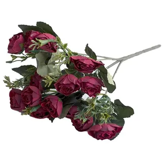 Livecitys 1 Bouquet Künstliche Blume, Umweltfreundliche Anti-Fade-Plastiksimulation Rose Bouquet Blumendekor Für Den Hochzeitsgarten Weinrot