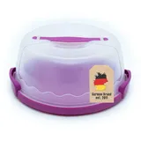 Intirilife Transportbox Behälter für Kuchen und Torten aus Kunststoff in Lila - 29.8 x 28.8 x 13.2 cm - Runder Transportbehälter Kuchenbehälter Tortenhaube mit Klickverschluss Kuchenbox mit Tragegriff