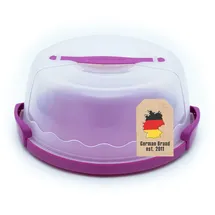 Intirilife Transportbox Behälter für Kuchen und Torten aus Kunststoff in Lila - 29.8 x 28.8 x 13.2 cm - Runder Transportbehälter Kuchenbehälter Tortenhaube mit Klickverschluss Kuchenbox mit Tragegriff