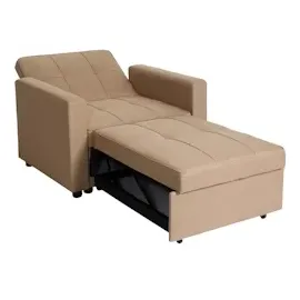 Mendler Schlafsessel HWC-L90, Klappsessel Schlafsofa Gästebett Relaxsessel, Liegefläche 197x103cm Stoff/Textil ~ taupe