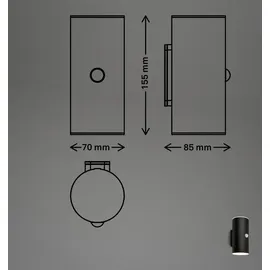 Briloner - LED Wandlampe Akku Bewegungsmelder, Dämmerungssensor, 20 sek. Timer, Aussenlampe, Wandleuchte aussen, LED Strahler, Außenleuchte, Außenwandleuchte, 15,5x7x8,5 cm (HxBxT), Schwarz