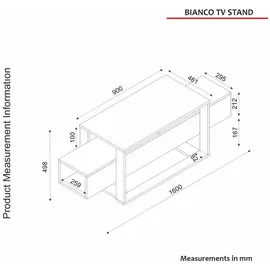 moebel17 Bianco Lowboard 160 x 49,8 x 46,1 cm Beige Holz, Spanplatte