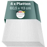 Set 4X Hohlkammerplatten für Gewächshaus 60,5 x 121 cm - Polycarbonatplatten, Kunststoffplatten 4mm, Wetterfeste Gewächshausplatten, Polycarbonat Stegplatten, Transparent & UV-beständige