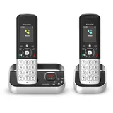 ALCATEL FX990 Voice Duo - Schnurloses DECT-Telefon mit Anrufbeantworter 50 Min. - Hochauflösendes Farbdisplay - Freisprechfunktion - Anrufsperre - VIP-Klingelton - 2 Mobilteile - Schwarz/Grau