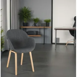 Kadima Design Gastro-Esszimmerstuhl Komfort Skandinavisch  Stoffbezug Anthrazit/Naturholz  Hochwertige Polsterung  Langlebig  Zilano Kollektion