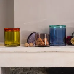REMEMBER Glasdose L blau/türkis - 1.7 L - Lebensmittelecht, Handarbeit