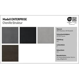 Cotta 3-Sitzer "Enterprise", schwarz, B:233cm H:75cm T:104cm, Struktur (100% Polyester );Chenille (90% Polyester; 10% Polyamid ), Sofas, Big-Sofa, mit Armteilverstellung & Kopfteilverstellung