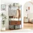 [en.casa] Garderobenständer Larem 180 x 84 x 40 cm Schwarz / Walnuss