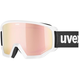 Uvex Unisex – Erwachsene, athletic CV Skibrille, kontrastverstärkend, white matt/rose-orange, one size