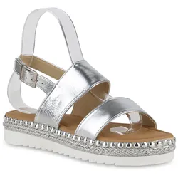 Damen Plateau Sandaletten in Silber