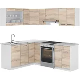 Vicco Winkelküche Rick L-Form 167 x 207 cm eiche sonoma nachbildung/weiß