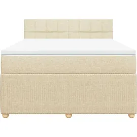 vidaXL Boxspringbett mit Matratze Creme 140x200 cm Stoff