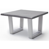 MCA Furniture Couchtisch CARTAGENA - Akazie grau-Edelstahl - Trapez-Gestell - 75x75 cm