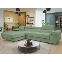 Mirjan24 Ecksofa Torezio Mini Cord mit Bettkasten und Schlaffunktion Einstellbare Kopfstützen, 280x170x70-90 cm (Farbe: Poso 47,