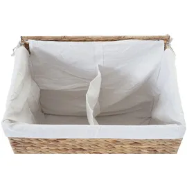Mendler Wäschekorb HWC-C27, Wäschesammler Wäschesortierer Truhe, 2 Fächer Wasserhyazinthe 50x60x43cm 129l