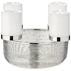 EDZARD Adventskranz Rio, Edelstahl vernickelt hochglanzpoliert,  Durchmesser 26 cm, für Stumpenkerzen ø 6cm