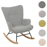 Mendler Schaukelstuhl HWC-N14 Stoff/Textil 69 x 92 x 69 cm grau-grün ergonomisch