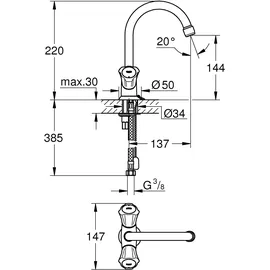 Grohe Costa Waschtisch-Einlochbatterie Chrom