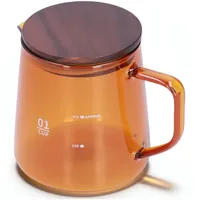 Cyrank Kaffeekanne Glas, Glaskanne, Glas Kaffee Servierkanne Mit Deckel Und Ausguss Kleine Milch Tasse, Kaffeekaraffe mit Deckel, 300ml Teekanne Für Kalte Tee Karaffe 11.9oz (Braun)