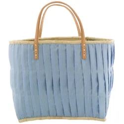 RICE Rice Tasche aus Bast mit Henkel, Large, Hellblau