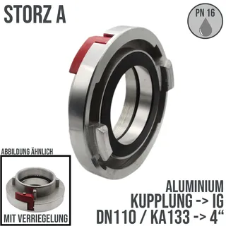 STORZ A DN110 KA133 Kupplung IG 4 mit Verriegelung Saug Bau Feuerwehr Schlauch ..."